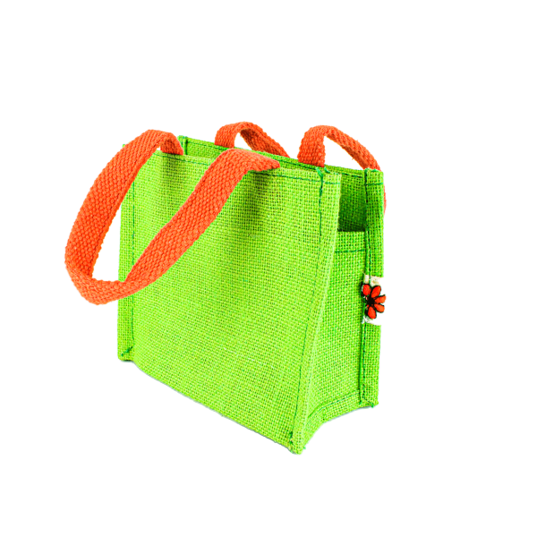 Jute Small Lunch Bag - Green - Image 4