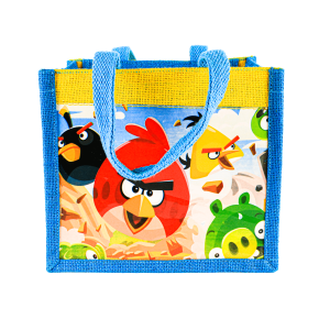 Jute Printed Lunch Bag - Blue