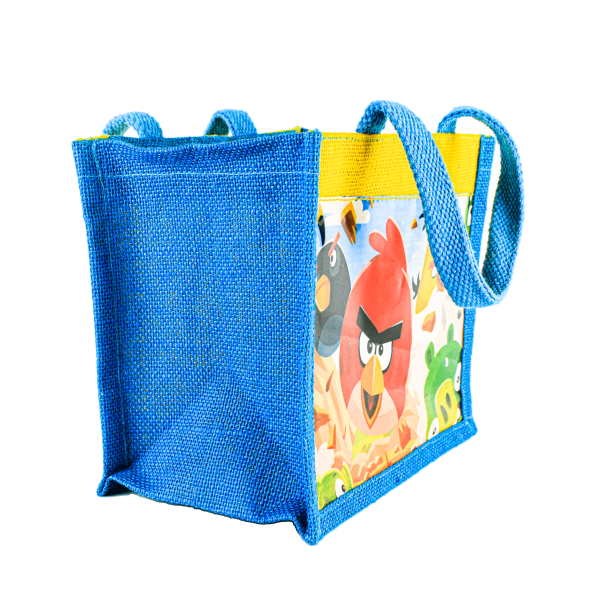 Jute Printed Lunch Bag - Blue - Image 2