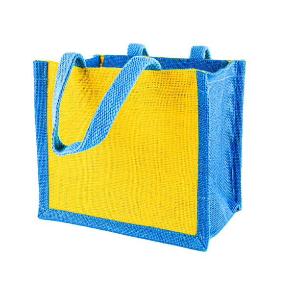 Jute Printed Lunch Bag - Blue - Image 3